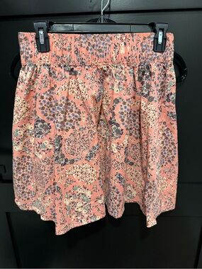 H&M Pink Coral Floral Elastic Waist Skirt
